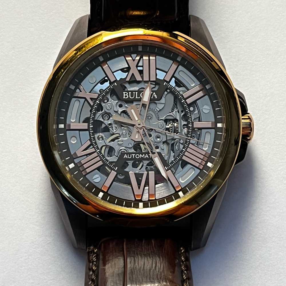 Bulova Gold and Brown Automatic Watch Reference# 98A165
